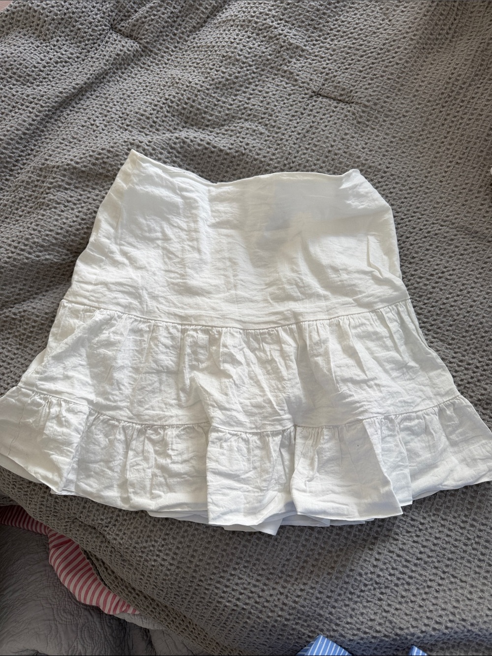 Nicole Miller White Tiered Ruffle Mini Skirt